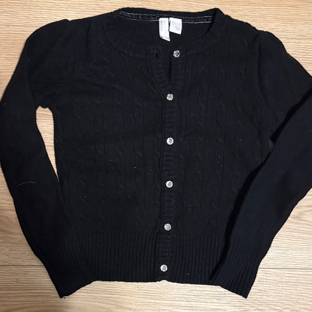 Old Navy Black Cable Knit Cardigan with Blinge Buttons